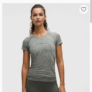 Lululemon Athletica Heathered Green Short Sleeve Top
